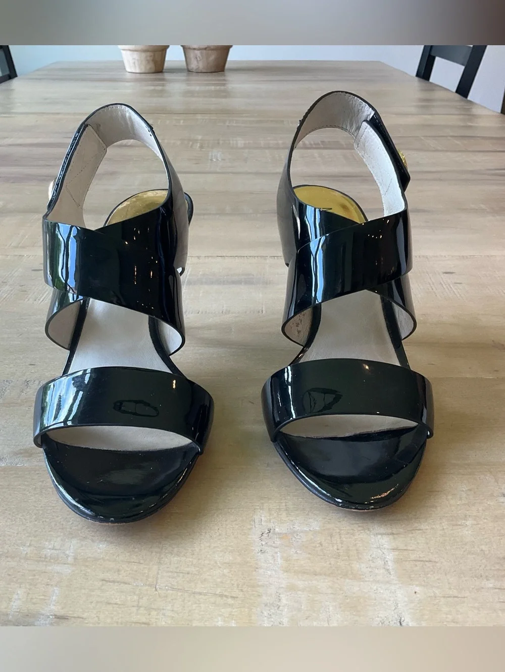 Michael Kors Womens Joselle Open Toe Pump Black Patent Size 8M